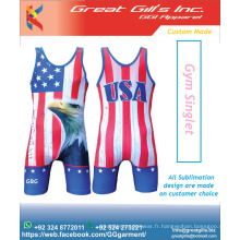 Logo imprimé Différentes couleurs et singulet pour maillot de sublimation drapeau USA / USA Flag